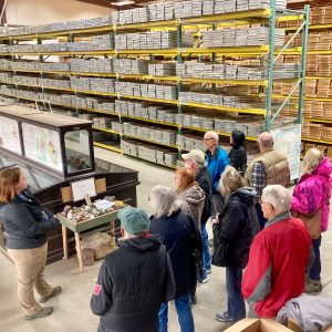 A tour group visits the WGNHS core repository.