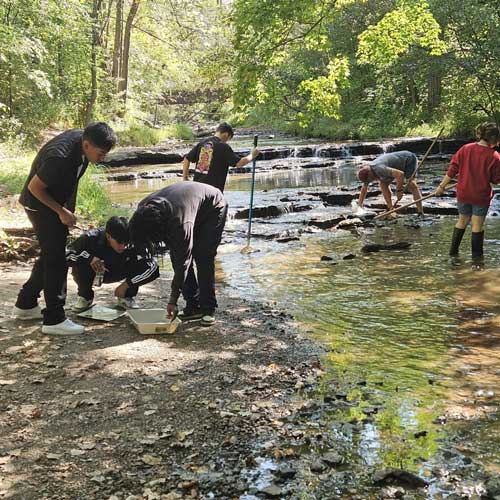 A group of people working in the lower fox river
