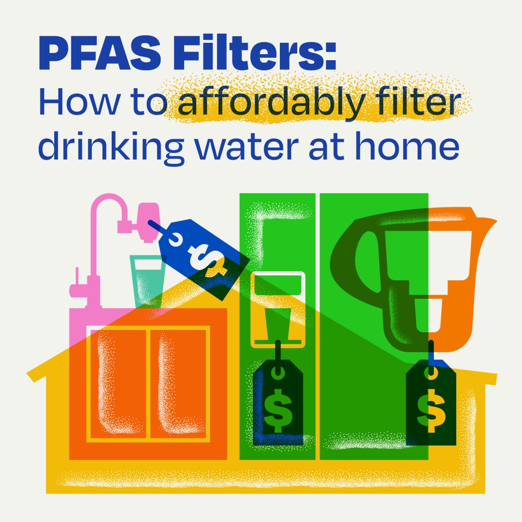 A downloadable image that can be used in PFAS outreach. PFAS Filters: How to affordably filter drinking water at home.