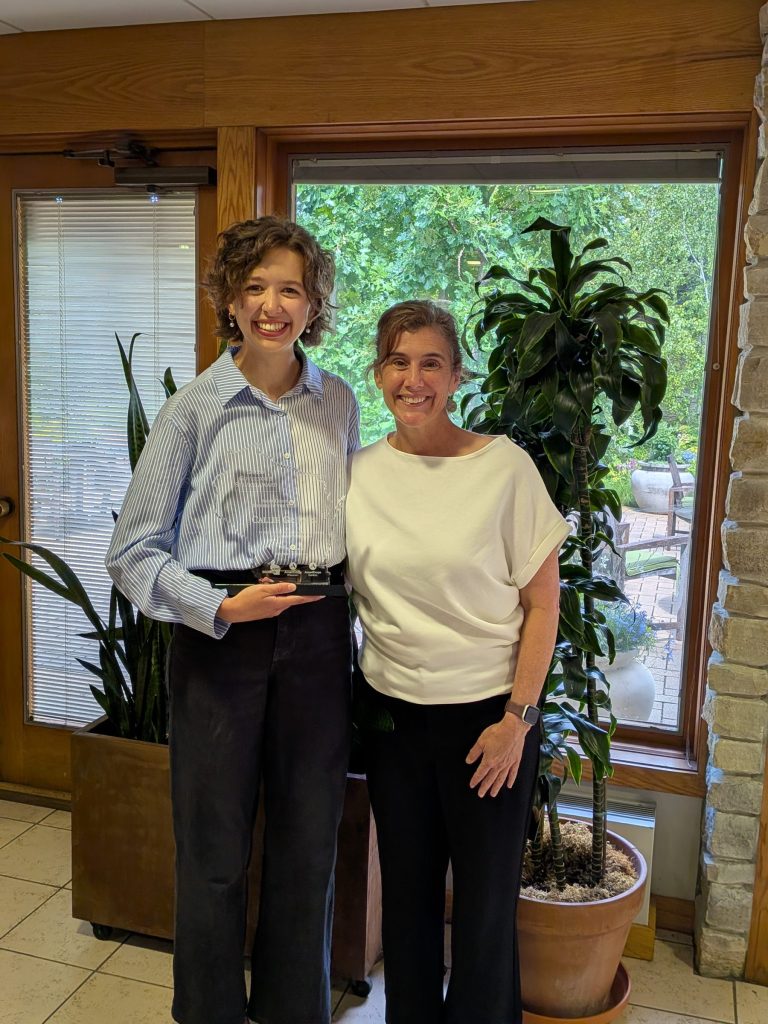 Callie and UW-Madison Extension Natural Resources Institute Director Tricia Gorby at the Governor's Service Awards in June 2026.